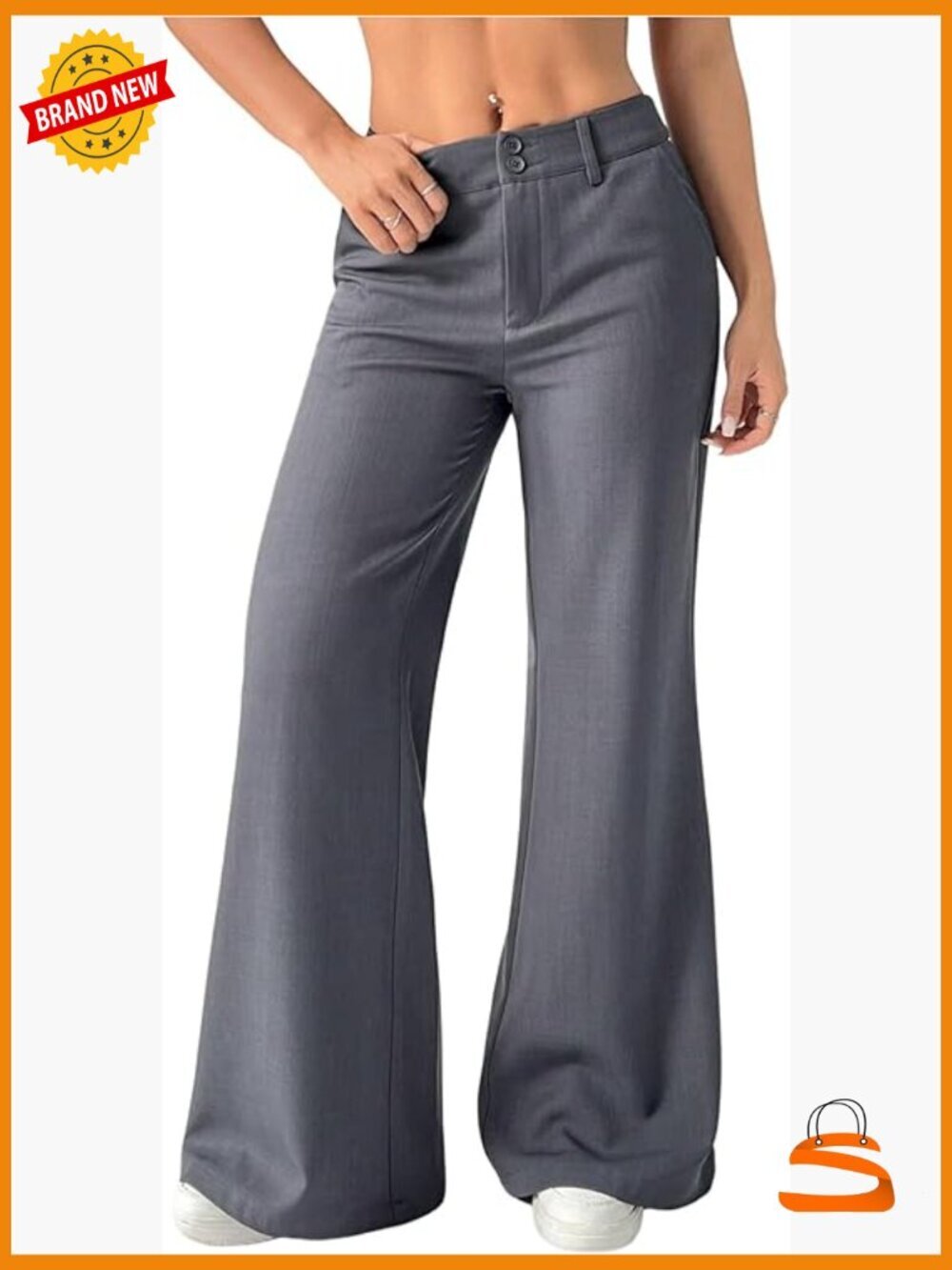 Low Rise Bootcut Flare Pants Dressy Work Slacks with Pockets Stretch
